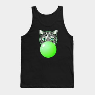 Green Bubblegum Cat Tank Top